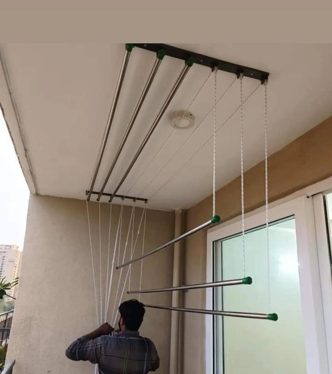 Pulley cloth hanger in use in Chennai